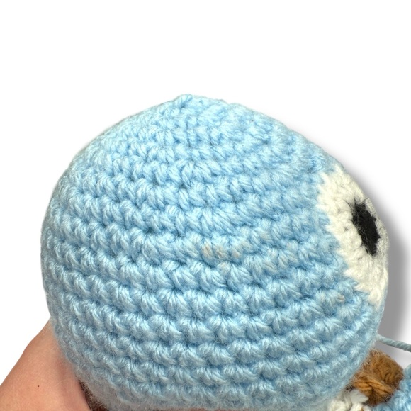 Handmade Crochet Sea Turtle Plush Blue Brown 13x6.5 Knit Soft Stuffed Animal Toy - Picture 3 of 7